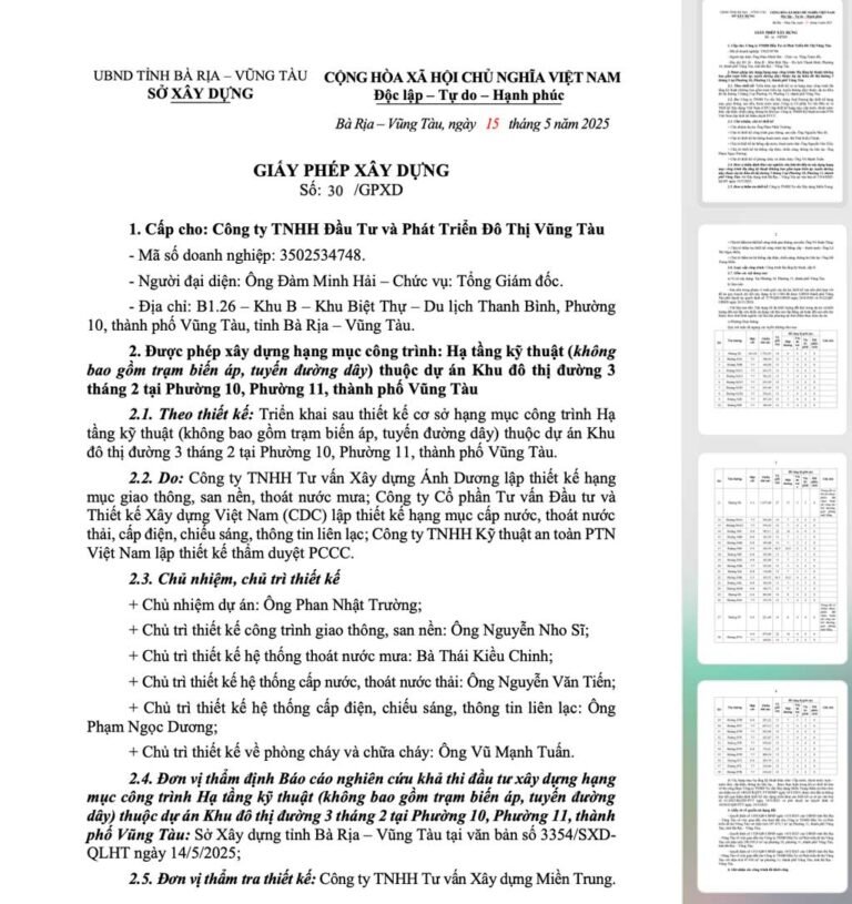 Giấy phép xây dựng Blanca City Vũng Tàu